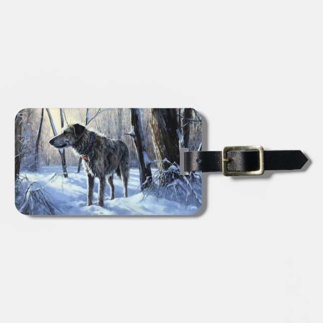Irish Wolfhound  Let It Snow Christmas Luggage Tag (Front Horizontal)
