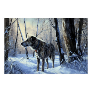 Irish Wolfhound Let It Snow Christmas Poster