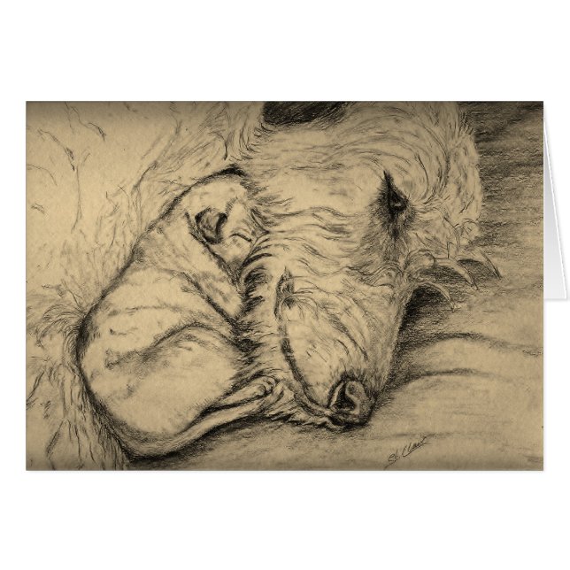 Irish Wolfhound Mother and Puppy (Front Horizontal)