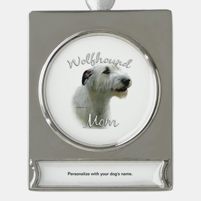 Irish Wolfhound Mum 2 Silver Plated Banner Ornament (Front)