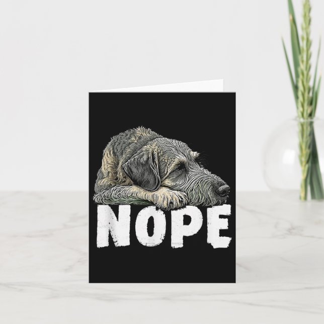 Irish Wolfhound Nope Funny Lazy Pet Dog Cute  Card (Front)