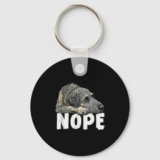 Irish Wolfhound Nope Funny Lazy Pet Dog Cute  Key Ring (Front)