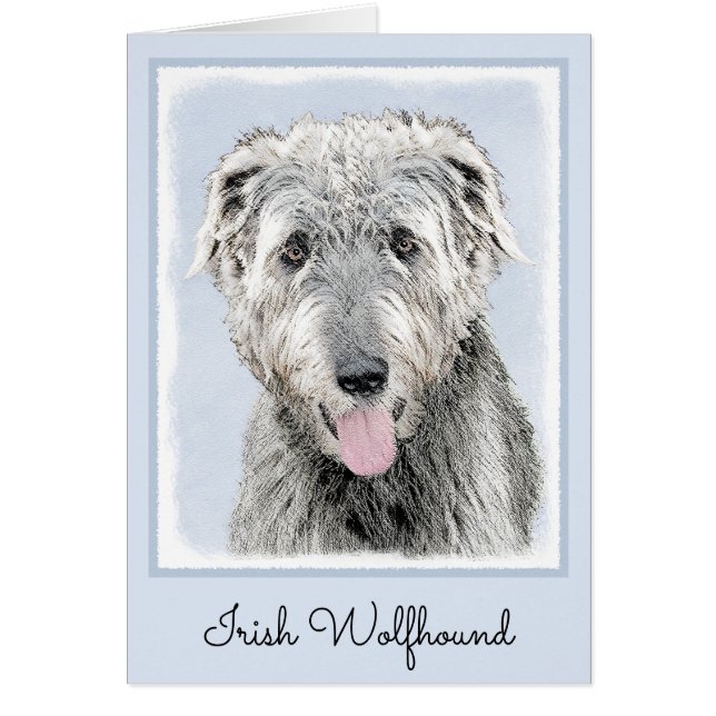 Irish Wolfhound Painting - Cute Original Dog Art (Front)