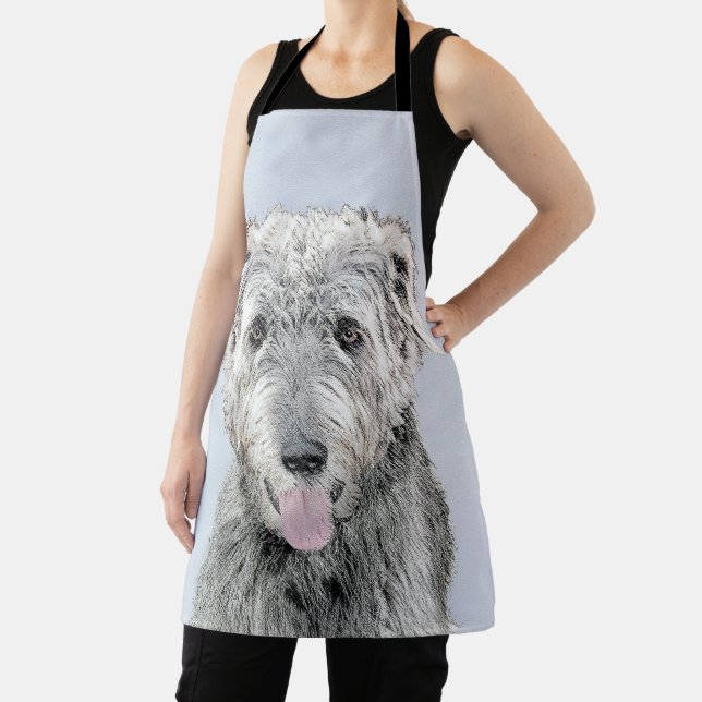 Irish Wolfhound Painting - Cute Original Dog Art Apron (Insitu)