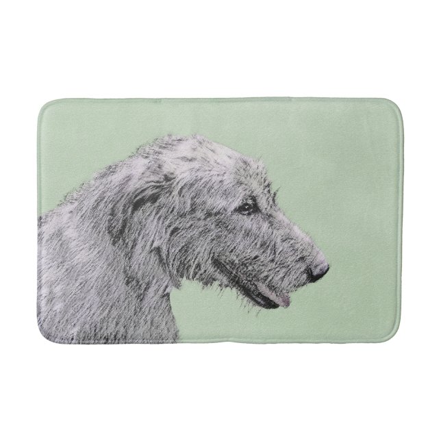 Irish Wolfhound Painting - Cute Original Dog Art Bath Mat (Front)
