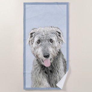 Irish Wolfhound Painting - Cute Original Dog Art Beach Towel