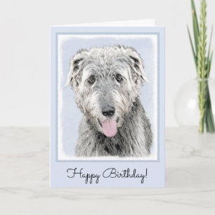 Irish Wolfhound Painting - Cute Original Dog Art Card