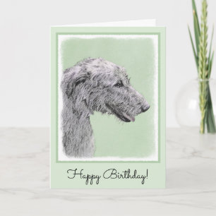 Irish Wolfhound Painting - Cute Original Dog Art Card