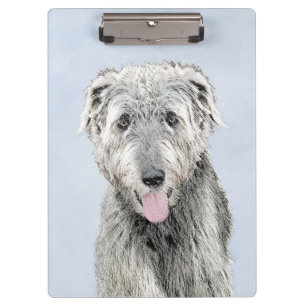 Irish Wolfhound Painting - Cute Original Dog Art Clipboard