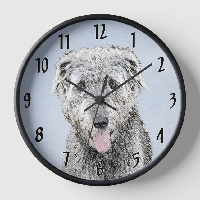 Irish Wolfhound Painting - Cute Original Dog Art Clock (Front)