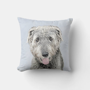Irish Wolfhound Painting - Cute Original Dog Art Cushion