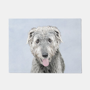 Irish Wolfhound Painting - Cute Original Dog Art Doormat