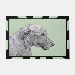 Irish Wolfhound Painting - Cute Original Dog Art Doormat
