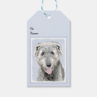 Irish Wolfhound Painting - Cute Original Dog Art Gift Tags