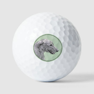 Irish Wolfhound Painting - Cute Original Dog Art Golf Balls