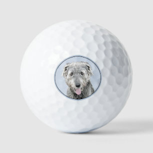 Irish Wolfhound Painting - Cute Original Dog Art Golf Balls