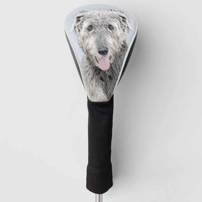 Irish Wolfhound Painting - Cute Original Dog Art Golf Head Cover (Front)