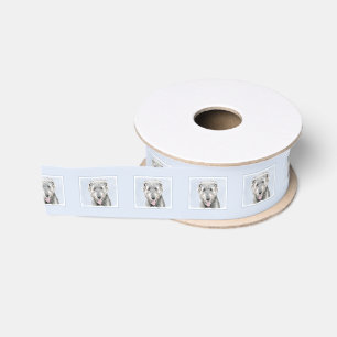 Irish Wolfhound Painting - Cute Original Dog Art Grosgrain Ribbon