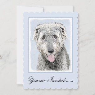 Irish Wolfhound Painting - Cute Original Dog Art Invitation