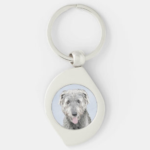 Irish Wolfhound Painting - Cute Original Dog Art Key Ring