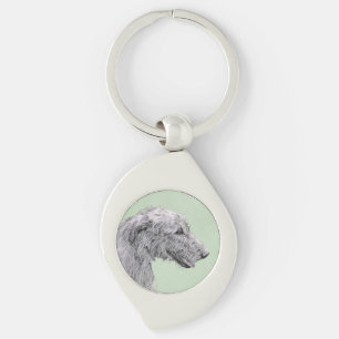 Irish Wolfhound Painting - Cute Original Dog Art Key Ring