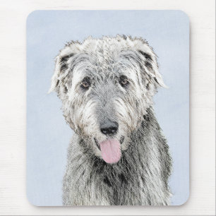 Irish Wolfhound Painting - Cute Original Dog Art Mouse Mat