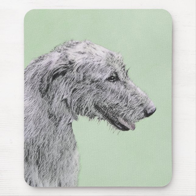 Irish Wolfhound Painting - Cute Original Dog Art Mouse Mat (Front)