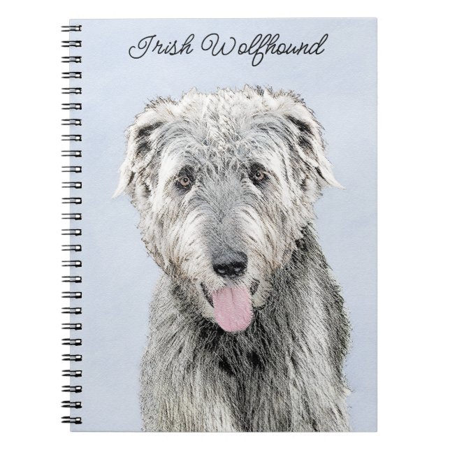 Irish Wolfhound Painting - Cute Original Dog Art Notebook (Front)
