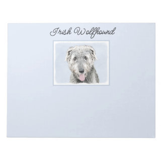 Irish Wolfhound Painting - Cute Original Dog Art Notepad