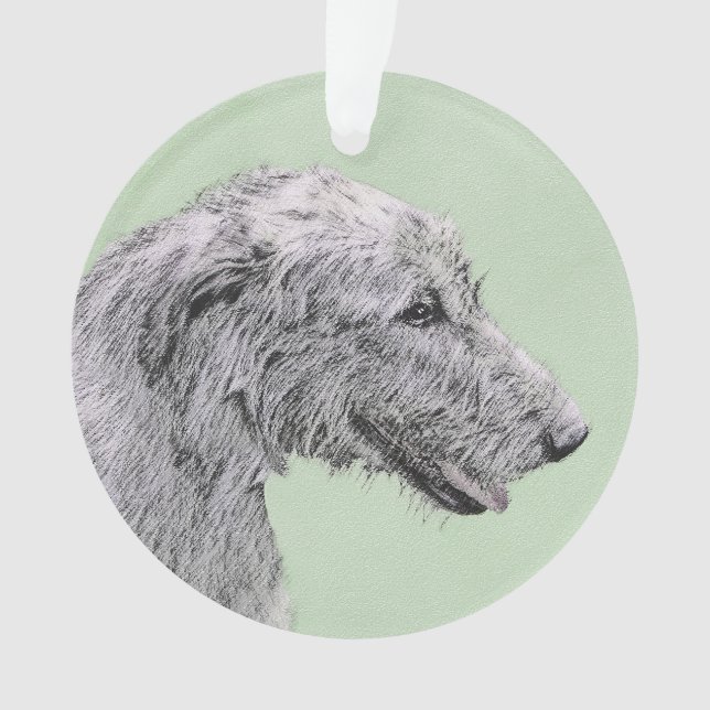 Irish Wolfhound Painting - Cute Original Dog Art Ornament (Front)