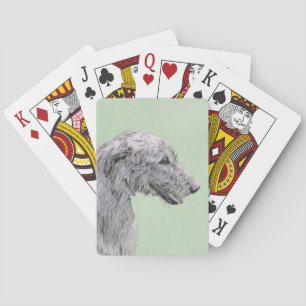 Irish Wolfhound Painting - Cute Original Dog Art Playing Cards