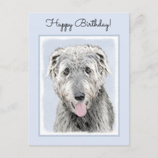 Irish Wolfhound Painting - Cute Original Dog Art Postcard