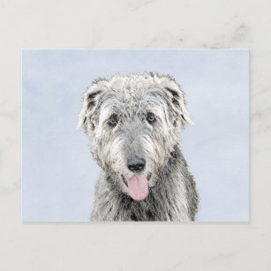 Irish Wolfhound Painting - Cute Original Dog Art Postcard