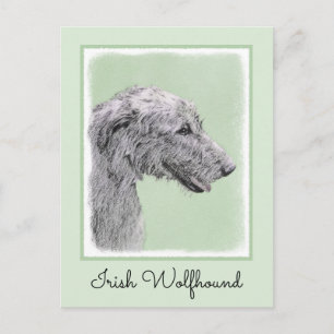 Irish Wolfhound Painting - Cute Original Dog Art Postcard