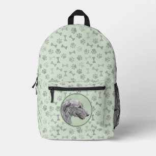 Irish Wolfhound Painting - Cute Original Dog Art Printed Backpack