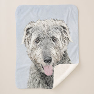 Irish Wolfhound Painting - Cute Original Dog Art Sherpa Blanket
