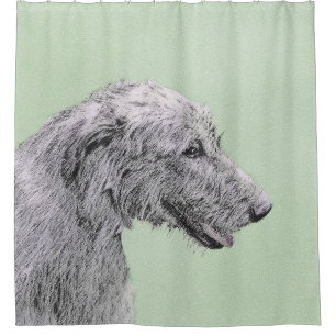 Irish Wolfhound Painting - Cute Original Dog Art Shower Curtain
