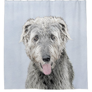 Irish Wolfhound Painting - Cute Original Dog Art Shower Curtain