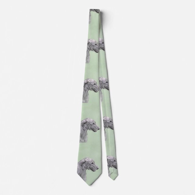 Irish Wolfhound Painting - Cute Original Dog Art Tie (Front)