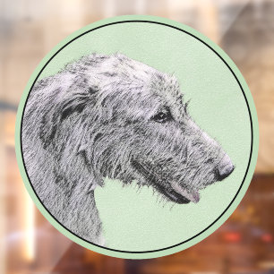 Irish Wolfhound Painting - Cute Original Dog Art Window Cling