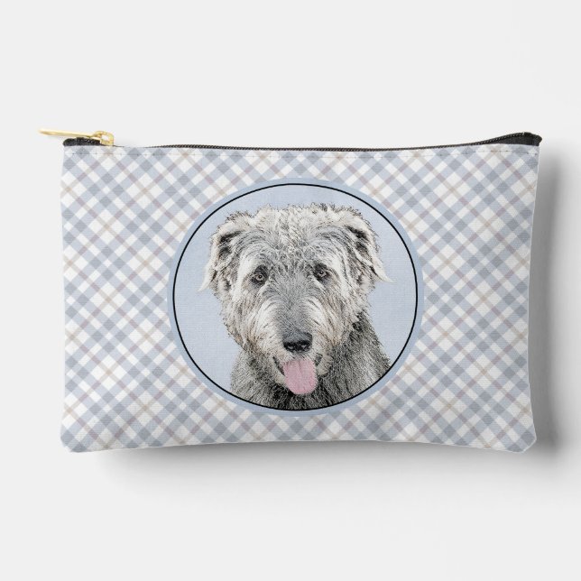 Irish Wolfhound Painting Grey Original Dog Art Accessory Pouch (Front)