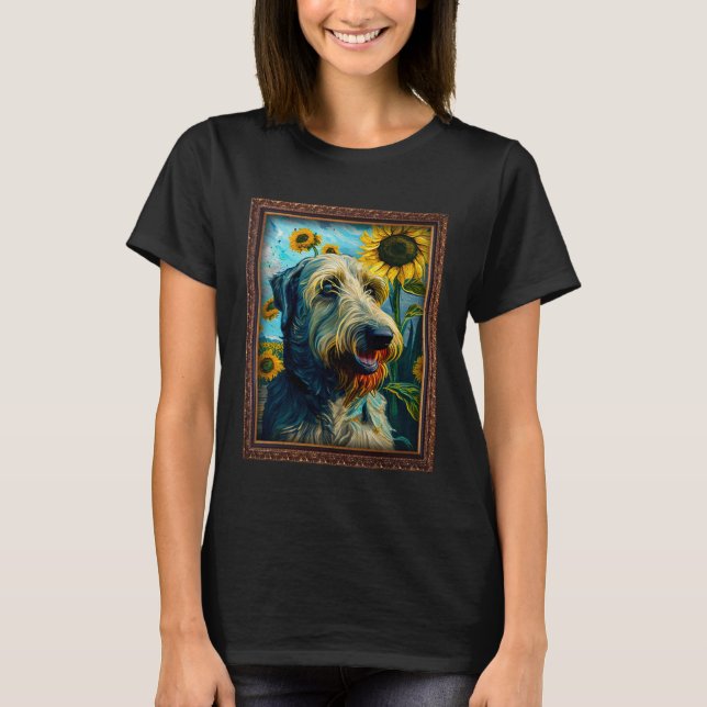 Irish Wolfhound Painting Sunflower Flower Mom Wome T-Shirt (Front)