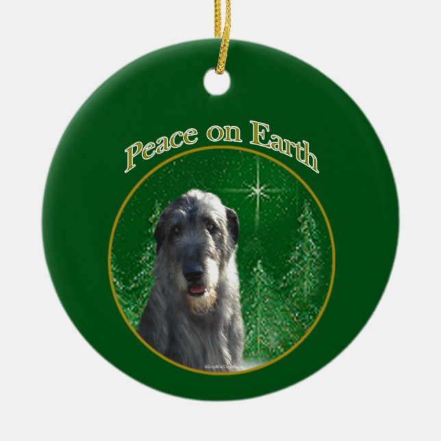 Irish Wolfhound Peace Keychain Ceramic Tree Decoration (Front)