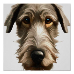 Irish Wolfhound Pet Portrait Painting Isolated on Poster
