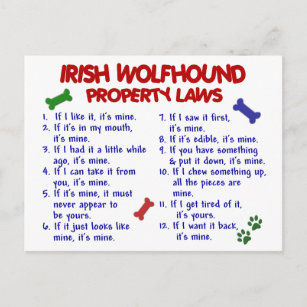 IRISH WOLFHOUND Property Laws 2 Postcard