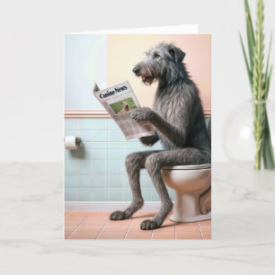 Irish Wolfhound Reading a Newspaper Card