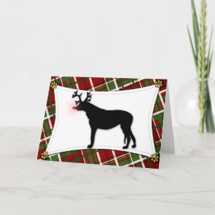 Irish Wolfhound Reindeer Christmas Card