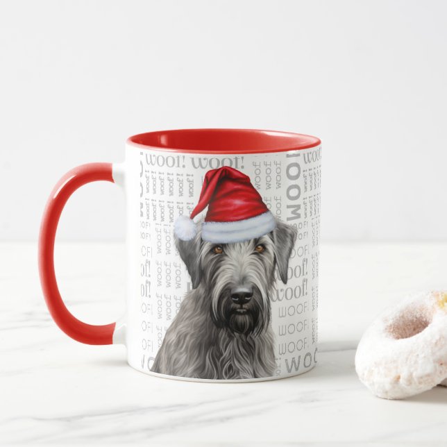 Irish Wolfhound Santa Dog Woof Background Mug (With Donut)