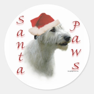 Irish Wolfhound Santa Paws Classic Round Sticker