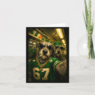 Irish wolfhound selfie st. patrick's day funny hip card